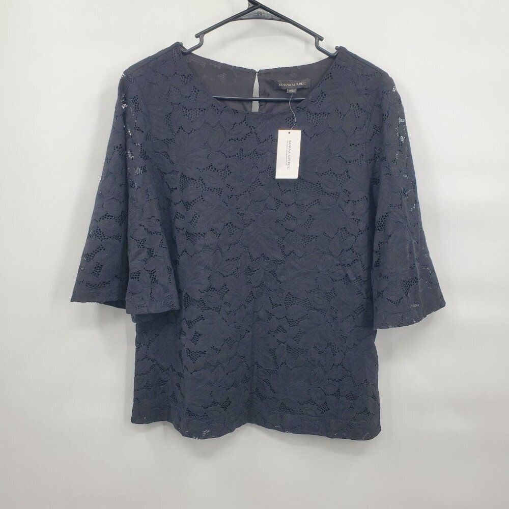 Banana Republic Lace Blouse Top Women Size Small NWT Short Bell Sleeves